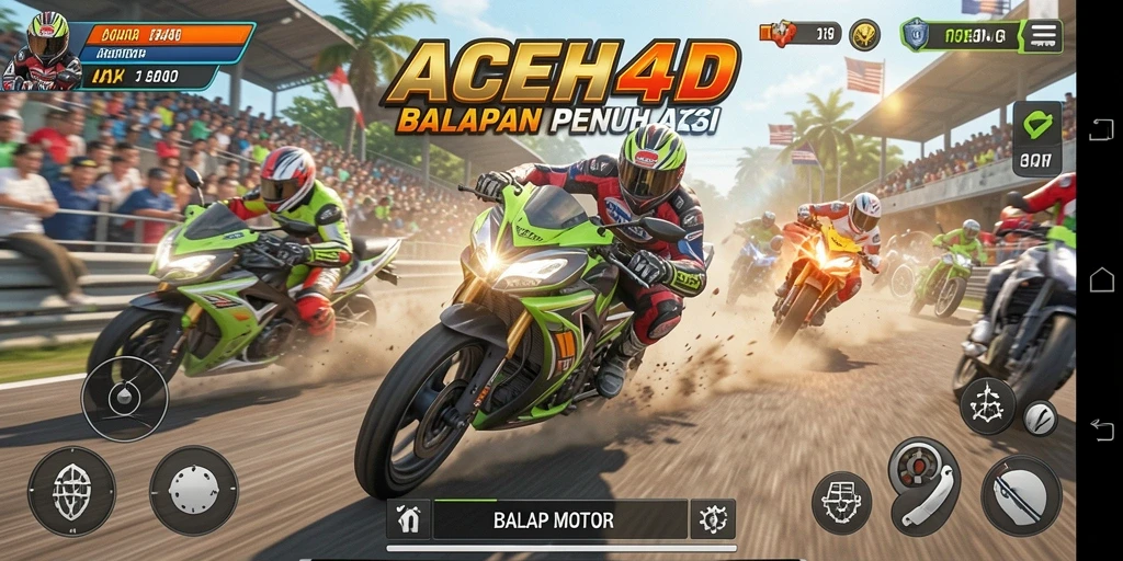 Antarmuka game Balap Motor ACEH4D yang menarik dan interaktif.