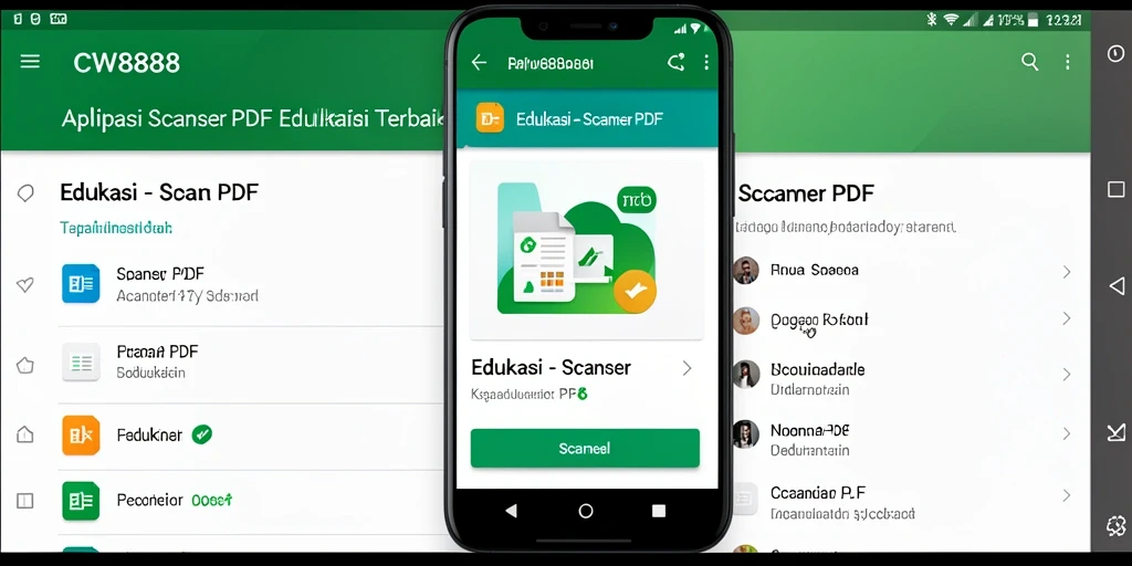 Antarmuka aplikasi CW8888 menampilkan fungsi pemindaian dokumen PDF yang sederhana dan efektif.