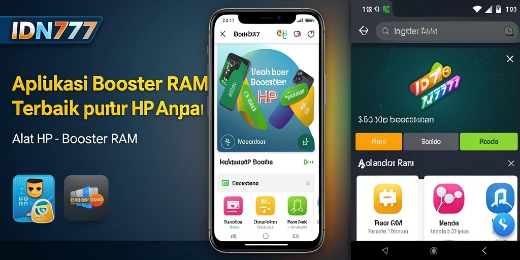 Tampilan layar utama IDN777 dengan fungsi Booster RAM yang efisien.