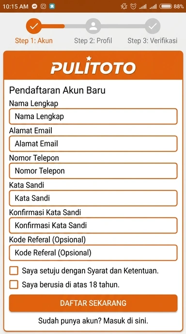 Panduan Buat Akun Baru Pulitoto untuk Pengguna Android